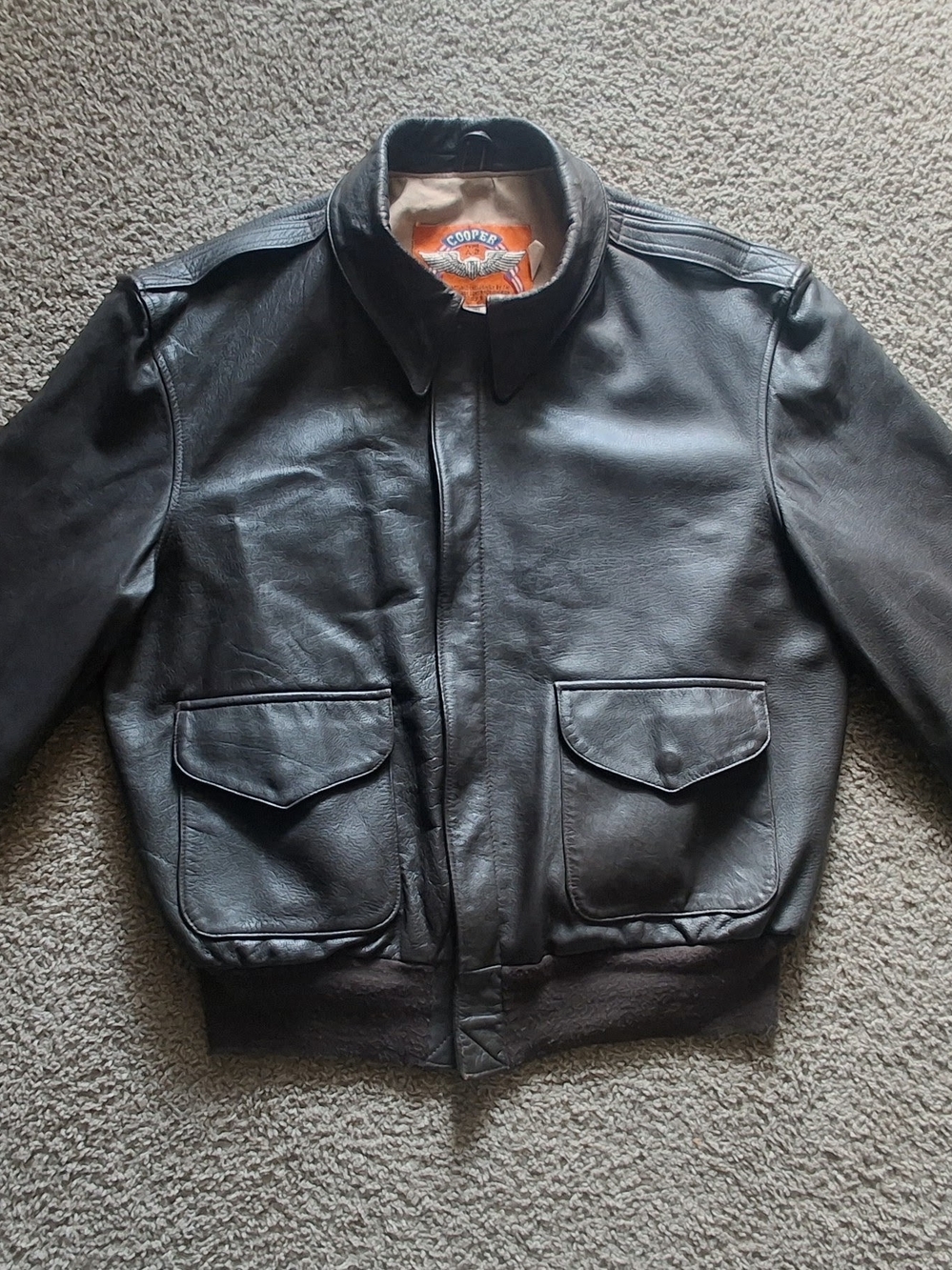 Vintage 90s Cooper Type A-2 Goatskin Leather NRA Flight Jacket Bomber-44 - Picture 2 of 16